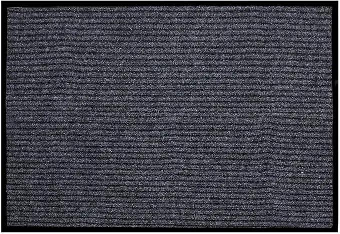 Fani Heavy Duty Large Grey Striped Floor Door Mat - Waterproof Low Profile Home Rug with Anti-Skid Rubber Back (Gray, 23" x 35") by GreenHaven Gardens