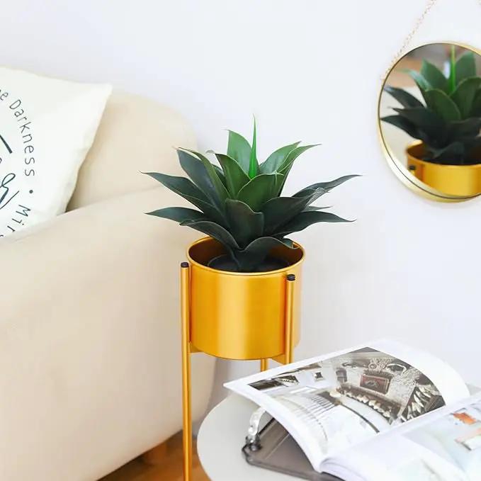 JUSTOYOU 14" Large Artificial Succulent Faux Agave Plant in Pot, Fake Potted Desk Plant Realistic Greenery Artificial Plants for Indoor Office Home Decor Bathroom Kitchen Shelf (Dark Green) by GreenHaven Gardens
