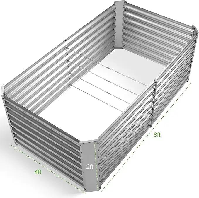 Land Guard 8×4×2 ft Galvanized Raised Garden Bed Kit, Galvanized Planter Raised Garden Boxes Outdoor, Large Metal Raised Garden Beds for Vegetables. by GreenHaven Gardens