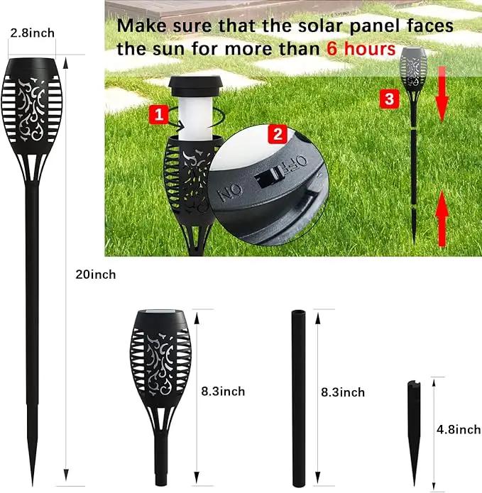 12Pack Solar Torch Lights with Flickering Flame Upgraded, Security&Waterproof Solar Lights Outdoor Landscape Decoration, Mini Solar Tiki Torches for Yard,Garden,Patio, Pathway Decor-Auto On/Off by GreenHaven Gardens