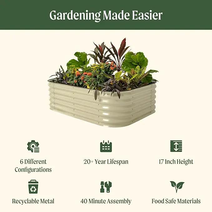 Vego garden Aluzinc Raised Garden Bed Kits, 17" Tall 6 in 1 Modular Metal Raised Planter Bed for Vegetables Flowers Patio Ground Planter Box, Terra Cotta by GreenHaven Gardens