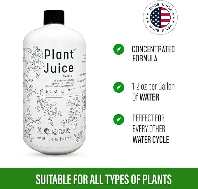 Elm Dirt Plant Juice Organic Fertilizer for All Plants - Indoor or Outdoor (1 Bottle) by GreenHaven Gardens