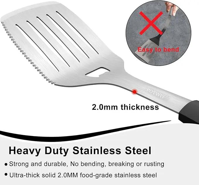 BBQ Grilling Accessories, 3Pcs Stainless Steel Grill Tools Accessories Set with Spatula, Fork and Tongs, Barbecue Utensils Grilling Tools for Outdoor Camping, Heat-Resistant Silicone Handle by GreenHaven Gardens
