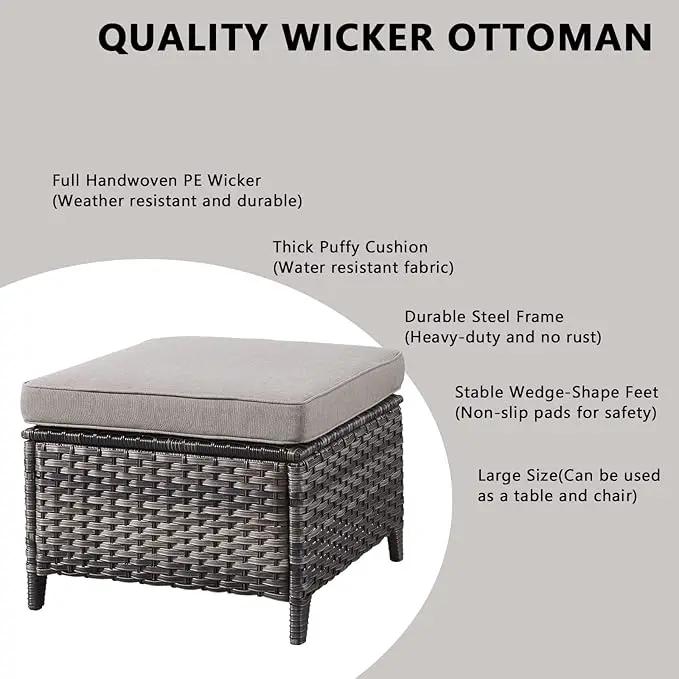 Outdoor Wicker Patio Furniture Set - 6 Piece Rattan Patio Conversation Set with 2 Rocking Swivel Chairs,2 Ottomans,1 Loveseat and 1 Coffee Table for Porch Deck Backyard Garden(Mixed Grey/Grey) by GreenHaven Gardens