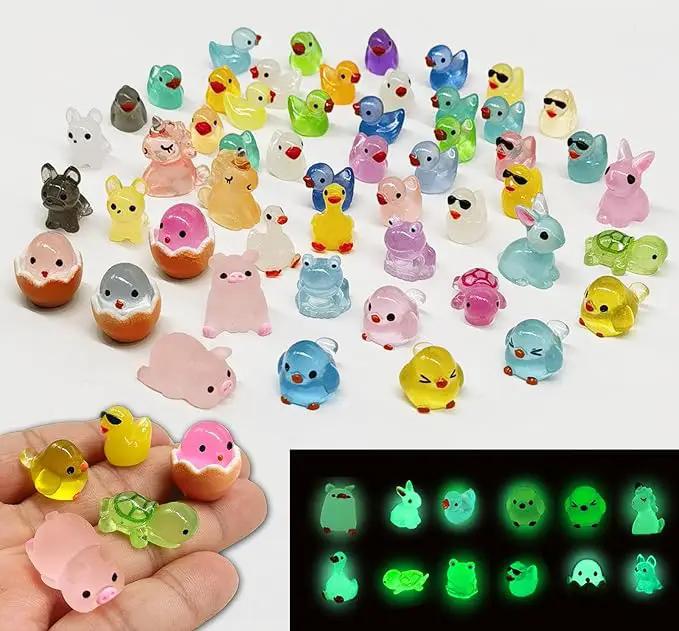 Luminous Mini Resin Animals 50 Pcs Tiny Animals to Hide Around The Office Home Mini Ducks Tiny Frogs Small Birds Glow in The Dark for Crafts Fairy Garden Accessories by GreenHaven Gardens