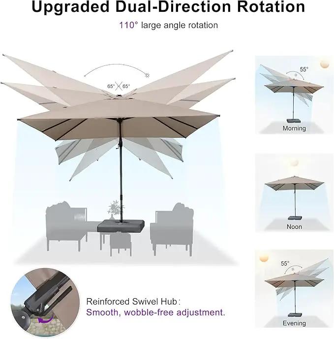PURPLE LEAF 10' X 6.5' Left-right Tilting Outdoor Patio Umbrella Swivel Offset Cantilever Heavy Duty Rectangle Aluminum Umbrella with UV Resistant for Deck Pool Patio Backyard, Sand Dune by GreenHaven Gardens