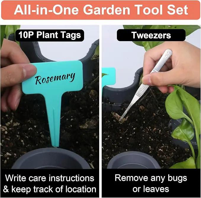 Vertical Planter, 7 Tier Stackable Strawberry Planter with Garden Tool Set, Movable Indoor/Outdoor Garden Herb Pot for Growing Vegetables and Succulents, Dark Gray by GreenHaven Gardens