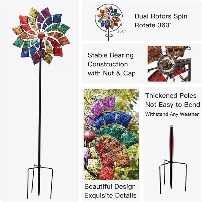 Yard Garden Wind Spinners - Large Outdoor Wind Spinners with Metal Stake, Yard Art Lawn Garden Decor (24" W x 84" H) by GreenHaven Gardens