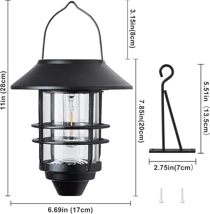 Solar Lantern Outdoor Lights, Hanging Waterproof Lantern Lights with Wall Mount Kit for Garden Porch Fence 2 Pack by GreenHaven Gardens