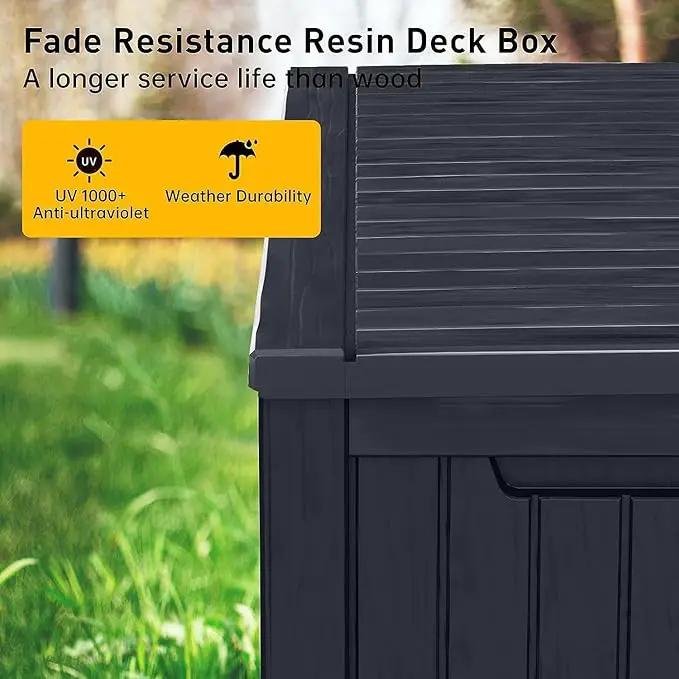 182 Gallon Deck Box Waterproof, UV Resistant Resin Outdoor Storage Box with Hydraulic Rod, Lockable Design and Enhanced Durability for Patio, Garden, and Poolside Use by GreenHaven Gardens
