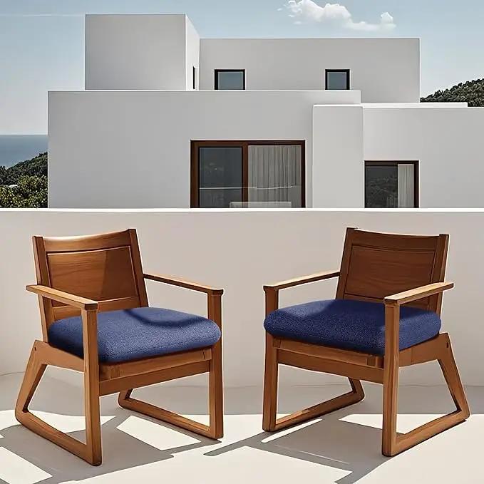 Codi Patio Chair Cushions 19x19 Inch, Waterproof Seat Cushion for Outdoor Furniture with Textured Fabric, Handles & Adjustable Straps, Fade Resistant - Set of 2, Navy Blue by GreenHaven Gardens