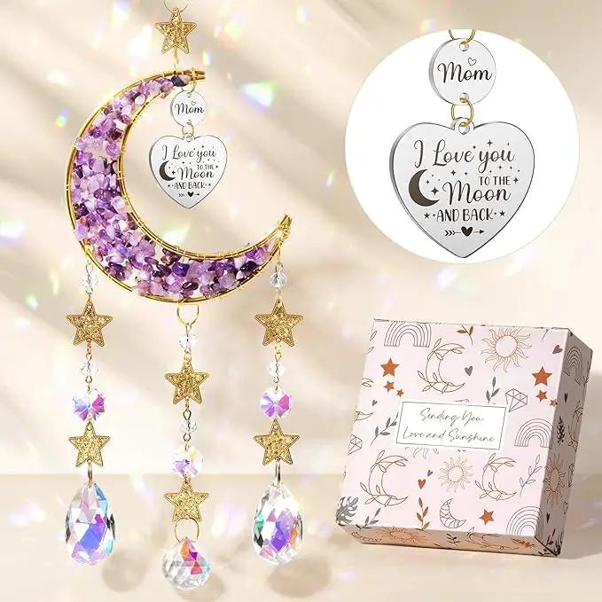 Best Mom Gifts for Mom from Daughter Son Kids, Mom Birthday Gifts for Mother-in-Law Mom, Moon Crystal Suncatcher for Window Hanging New Mom Gifts for Women Wife by GreenHaven Gardens