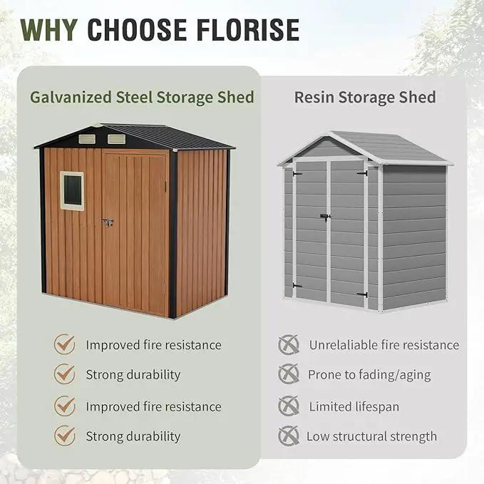 Outdoor Storage Shed 6x4 Ft, Lockable Metal Garden Shed with Window, Tool Shed Tiny House Vertical Outside Storage Building for Backyard, Lawn, Patio, Bike by GreenHaven Gardens