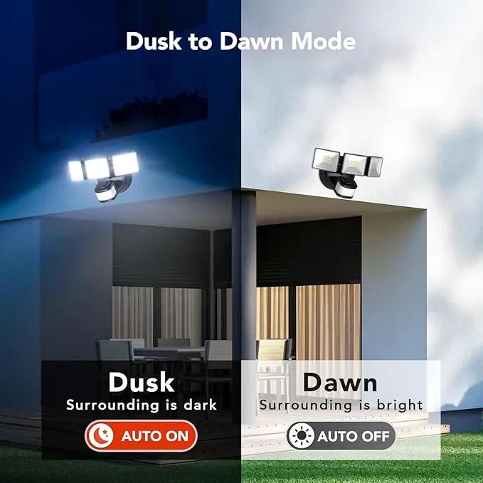OREiN 2 Pack Motion Sensor Outdoor Lights, 3500LM/26W and 240° Big Motion Sensor, Dusk to Dawn Flood Lights Outdoor IP65 Waterproof 3 Modes LED Security Light for Front Door, Yard, Black (Hardwired) by GreenHaven Gardens