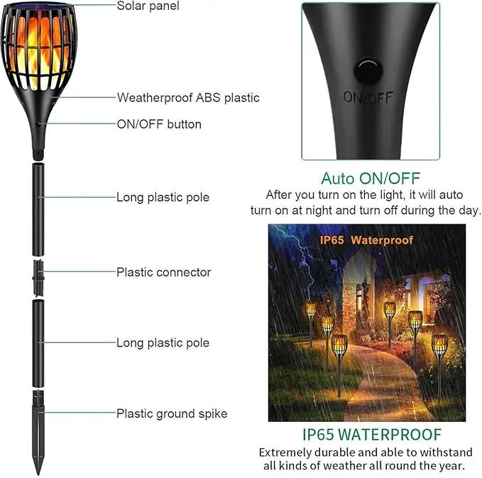 Solar Lights Outdoor, 43" Flickering Flames Torch Light Solar Garden Lights Waterproof Landscape Lighting Dusk to Dawn Auto On/Off Security Torch Light for Yard Patio Driveway, 4Pack by GreenHaven Gardens