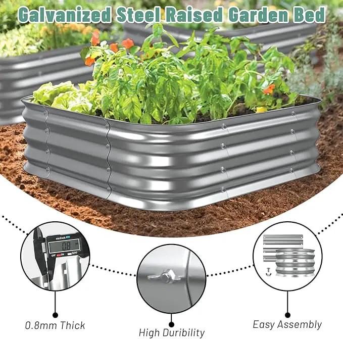 Raised Garden Bed, 2×2×1ft Galvanized Steel Planter Boxes, Heavy Duty Outdoor Raised Garden Bed Planter Kit for Gardening, Rustproof Garden Beds for Vegetables, Fruits, Flower Grow by GreenHaven Gardens