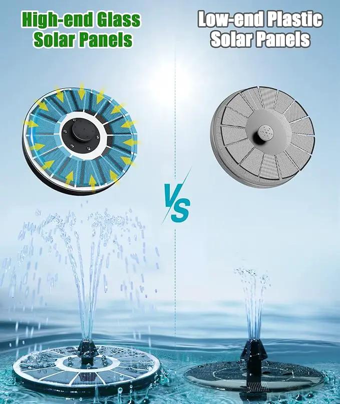 SZMP Solar Fountain Upgraded 100% Glass Panel, 3.5W Floating Solar Powered Water Pump Built-in 2000 Battery with 7 Nozzle & 4 Fixer, Solar Bird Bath Fountains for Garden, Pond, Outdoor (White) by GreenHaven Gardens
