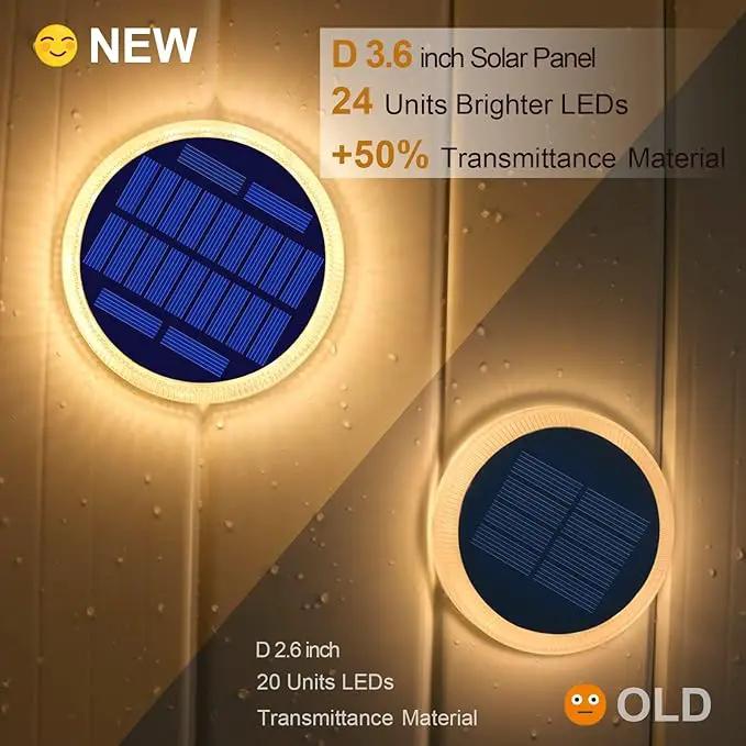 YiLaie LED Solar Deck Lights Outdoor Round Stick on Solor Powered Waterproof, Auto ON/Off Solar Stair Lights for Garden Patio Concrete Pathway Walkway Driveway(4 Pack) by GreenHaven Gardens