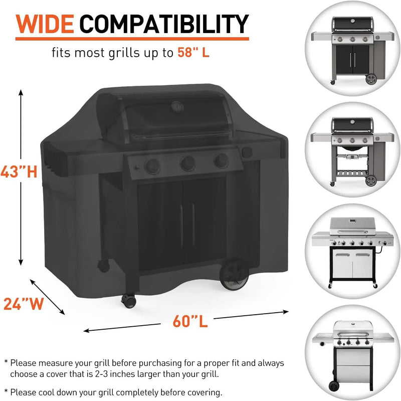 Grill Cover for Outdoor Grill 60 Inch, Waterproof and Fade Resistant BBQ Gas Grill Cover, All Weather Protection Compatible with Weber Char Broil Nexgrill and More Grills by GreenHaven Gardens