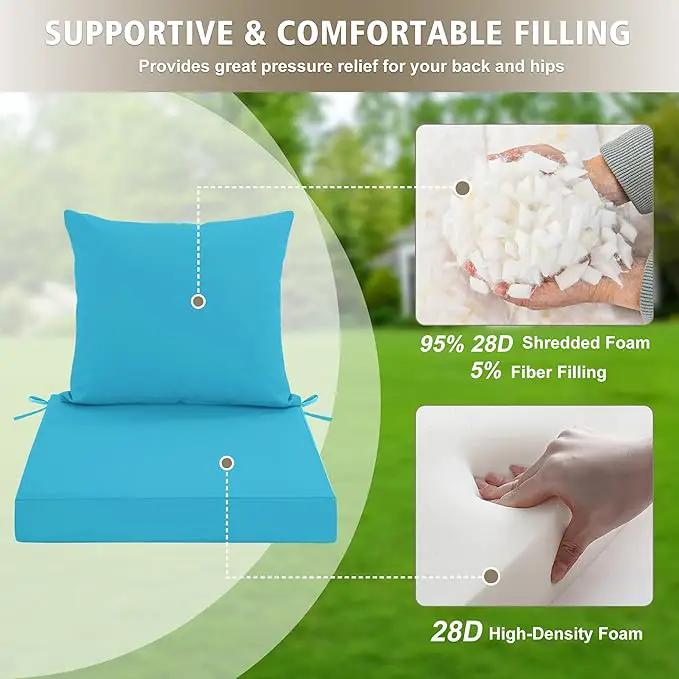 24x24 Inch Outdoor Cushions for Patio Furniture Set of 2, Waterproof Outdoor Chair Cushions w/Fade-Resistant, Removable & Machine-Washable Covers, Deep Seat Sofa/Couch Pad Replacement, Teal by GreenHaven Gardens