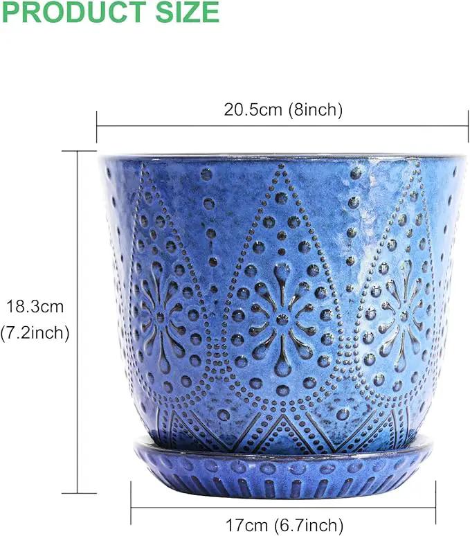 Gepege 8 Inch Plant Pot for Indoor Plants, Ceramic Planter with Drainage Holes and Saucers Large Flower Pot by GreenHaven Gardens