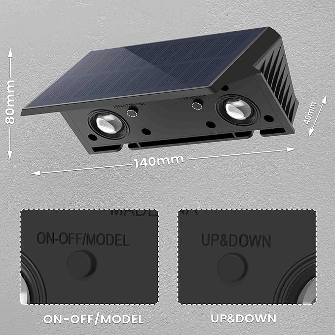 Fence Lights Solar Powered, 12-Pack Solar Fence Lights Up/Down Flexible Buttons, IP67 Waterproof for Outdoor, 120LM Bright, Auto Dusk to Dawn for Wall/Stairs/Yard/Railing/Deck/Pathway (Warm White) by GreenHaven Gardens