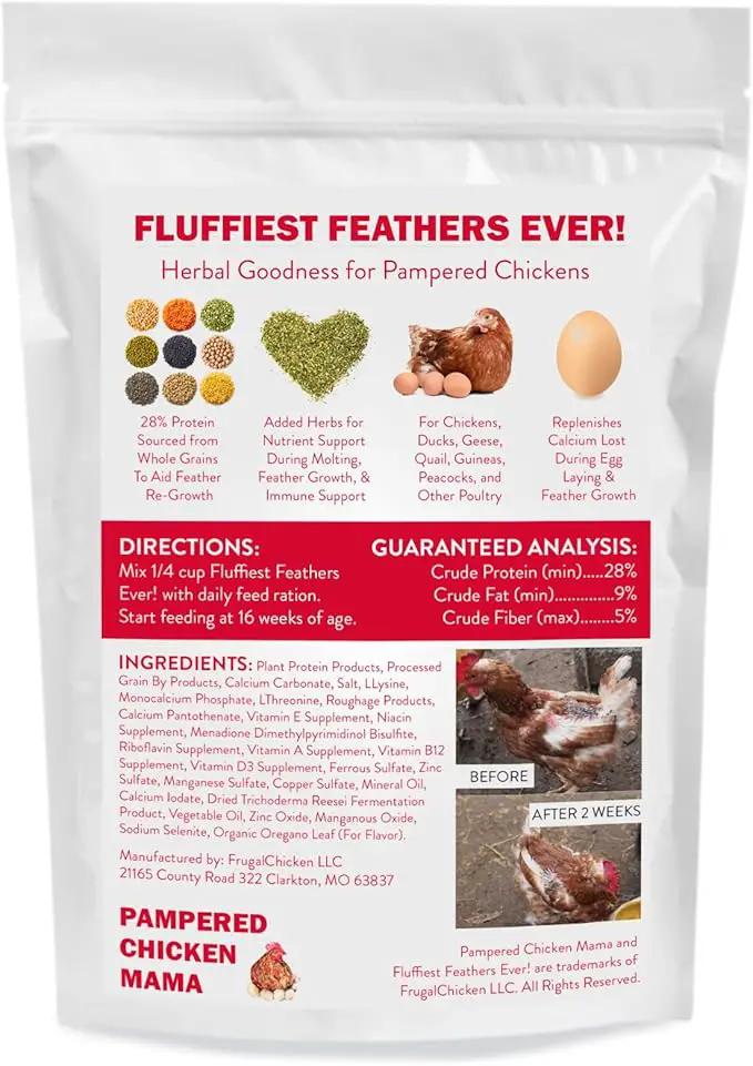 Pampered Chicken Mama Molting Supplement for Chickens: Fluffiest Feathers Ever Backyard Chicken Feed and Supplies for Hens (2 pounds) by GreenHaven Gardens