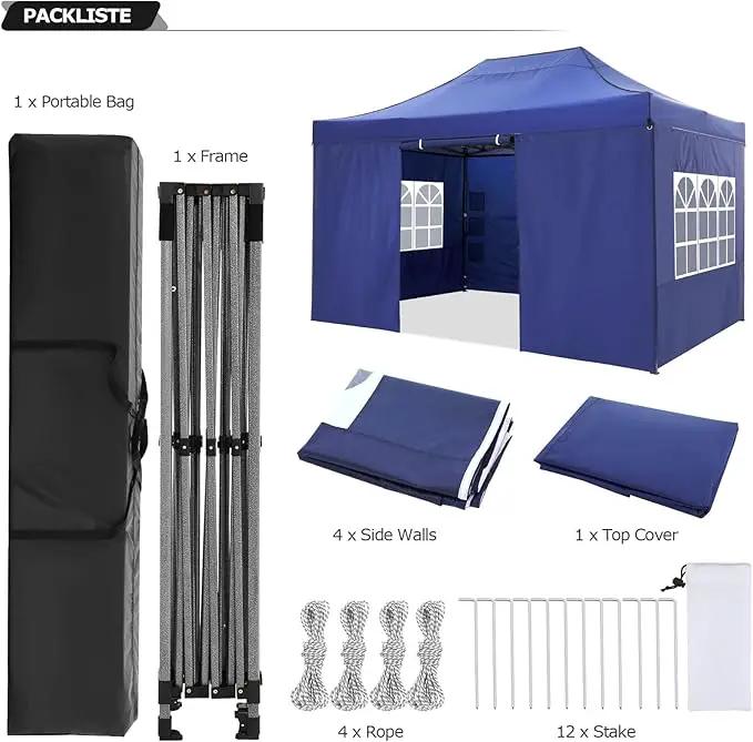 COBIZI 10x15 Pop up Canopy Heavy Duty Tent with 4 sidewalls Commercial Outdoor Canopy Event Tents All Season Wind & Waterproof Gazebo with Carry Bag, Dark Blue(Frame Thickened) by GreenHaven Gardens