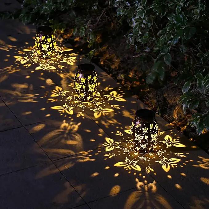 2 Pack Solar Lantern Butterfly Solar Outdoor Waterproof Hanging Metal Solar Powered Patio Lanterns Garden Solar Lights Outdoor Decorative Gifts for Women by GreenHaven Gardens