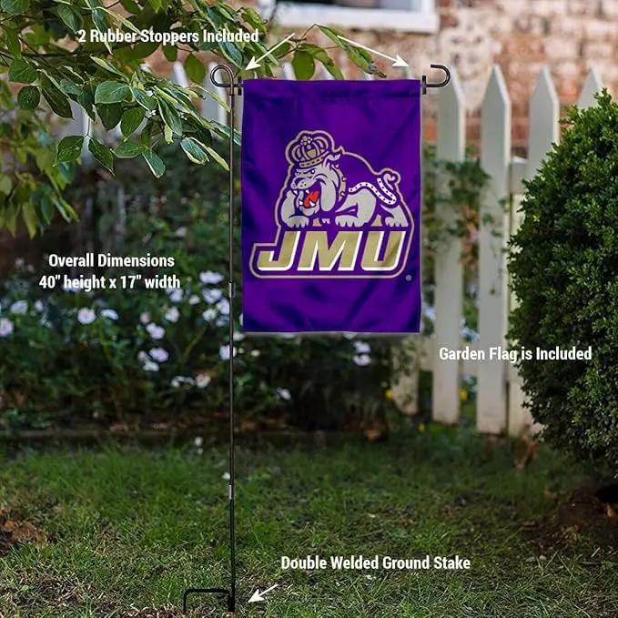 College Flags & Banners Co. James Madison Dukes JMU Garden Flag with Pole Stand Holder by GreenHaven Gardens