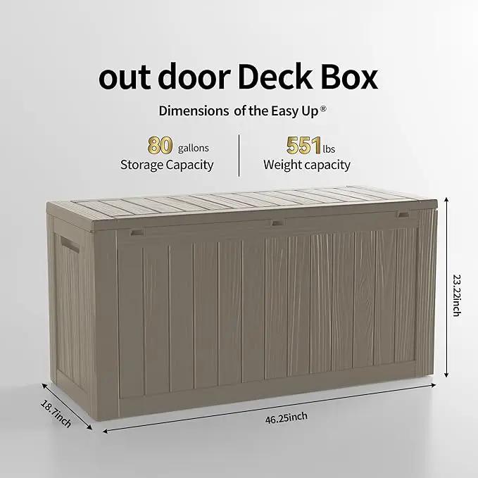 80 Gallon Lockable Resin Deck Box, Waterproof & UV-Resistant Outdoor Storage Box for Outdoor Cushion Storage, Garden Tools & Pool Accessories Storage, Gray by GreenHaven Gardens