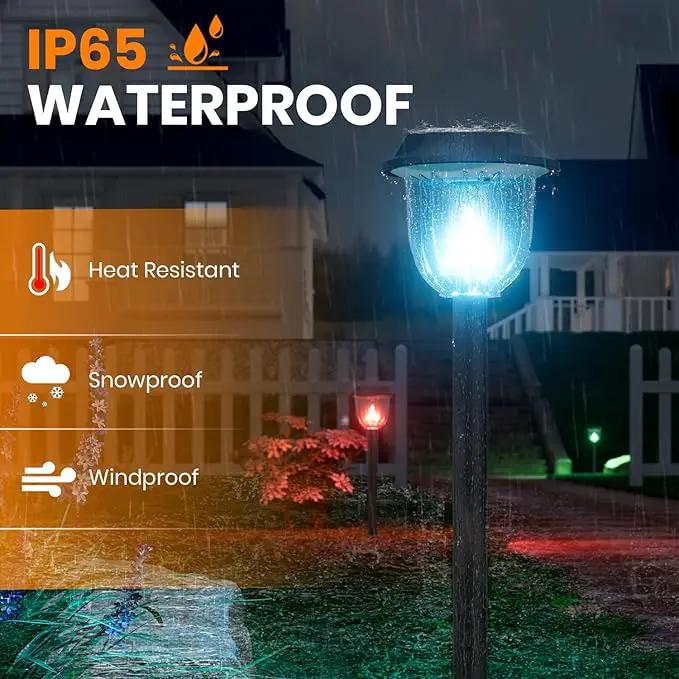 AOSEA 2 Pack Solar Pathway Lights Outdoor Waterproof - Auto RGB Color Changing Solar Lights, IP65, 12H Bright, Durable Plastic - Perfect for Garden & Walkway by GreenHaven Gardens