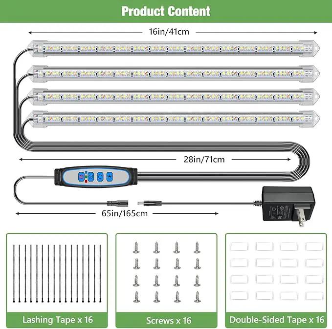 Plant Grow Light Strips, 240 LEDs Grow Lights for Indoor Plants Full Spectrum with Upgrade Timer 6/12/16 Hrs, 3 Spectrum Modes, Sunlike Grow Lamp for Seedlings Hydroponics Succulent, 2 Pack by GreenHaven Gardens