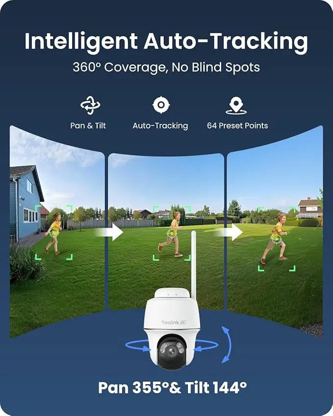 REOLINK First 4K Solar Security Cameras Wireless Outdoor, Argus PT Ultra+ 3W Solar Panel, 360° Pan Tilt Auto-Tracking, 8MP Color Night Vision, 2.4/5 GHz Wi-Fi 6, No Monthly Fee, Home Hub Compatible by GreenHaven Gardens