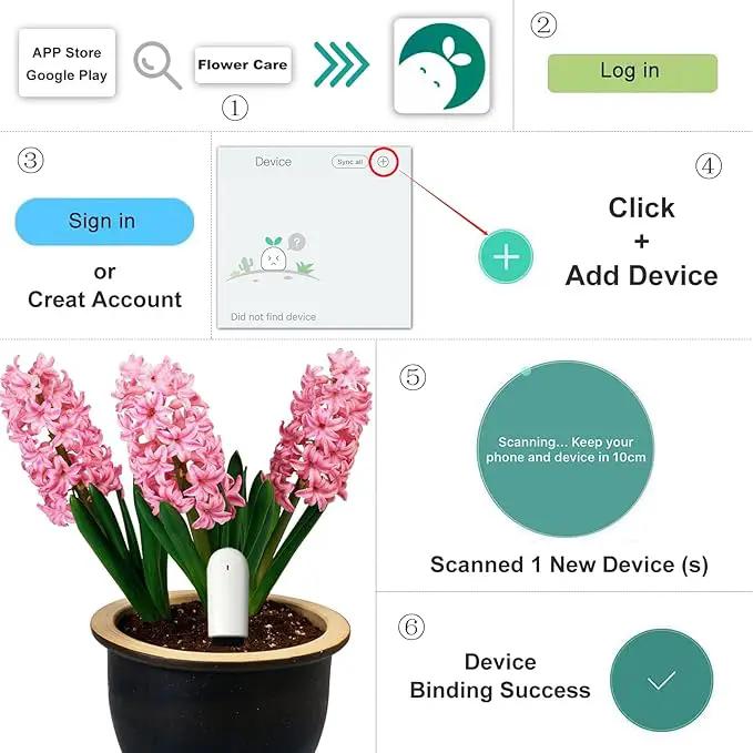 Soil Moisture Meter 4 in 1,Plant Water Monitor,Automatically detect Moisture/Temperature/Light/Fertility,Can Connect to Mobile Phone via Bluetooth,Hygrometer Sensor for Indoor Plants (2pc) by GreenHaven Gardens