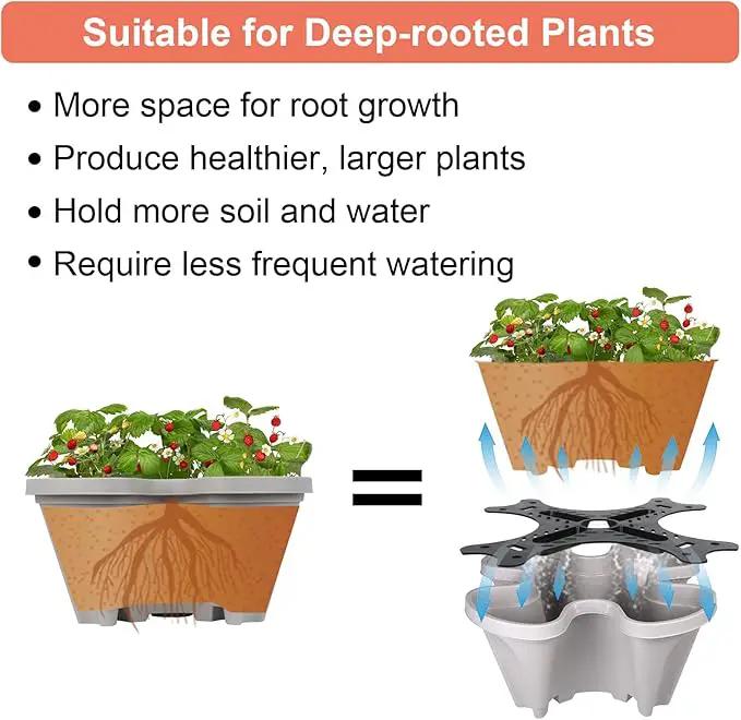 Vertical Planter 5 Tier Stackable Planters Garden Planters Strawberry Herb Flower and Vegetable Planter Indoor Outdoor Gardening Pots with Removable Wheels and Tools 2-Pack by GreenHaven Gardens