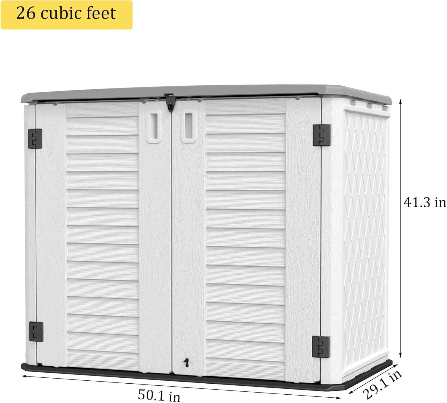HOMSPARK Storage Shed Weather Resistance, Multi-Purpose Outdoor Storage Cabinet Waterproof, Outdoor Storage Cabinet for Bike, Garbage Cans, Lawnmower, Garden Accessories (off white, Standard-26 cu ft) by GreenHaven Gardens
