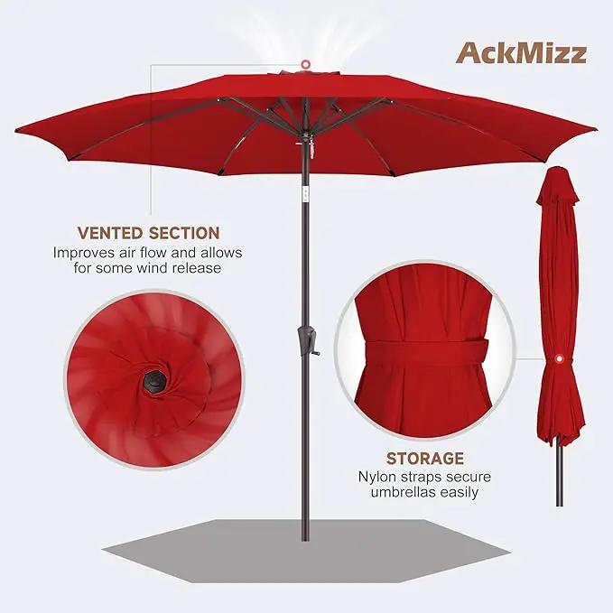 10ft Outdoor Patio Umbrella - Table Umbrella Waterprool UV Protection, Sombrillas de Patio with Push Button Tilt&Crank, Sun Umbrella for Pool, Porch, Garden, Deck, Backyard(Red) by GreenHaven Gardens