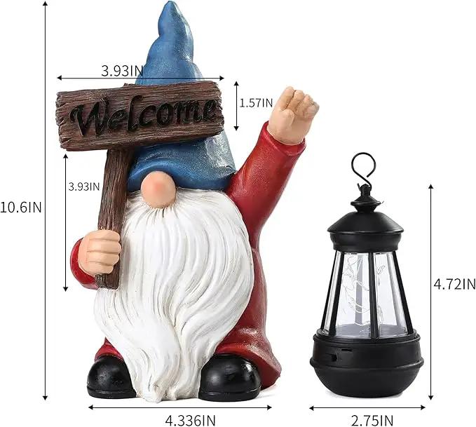 Garden Gnome Outdoor Decoration Solar Gnomes Statue with Lantern LED Lights,Terrace Courtyard Lawn Patio Porch Decoration Christmas Housewarming Gift for Woman Mom, Gnome Blue by GreenHaven Gardens