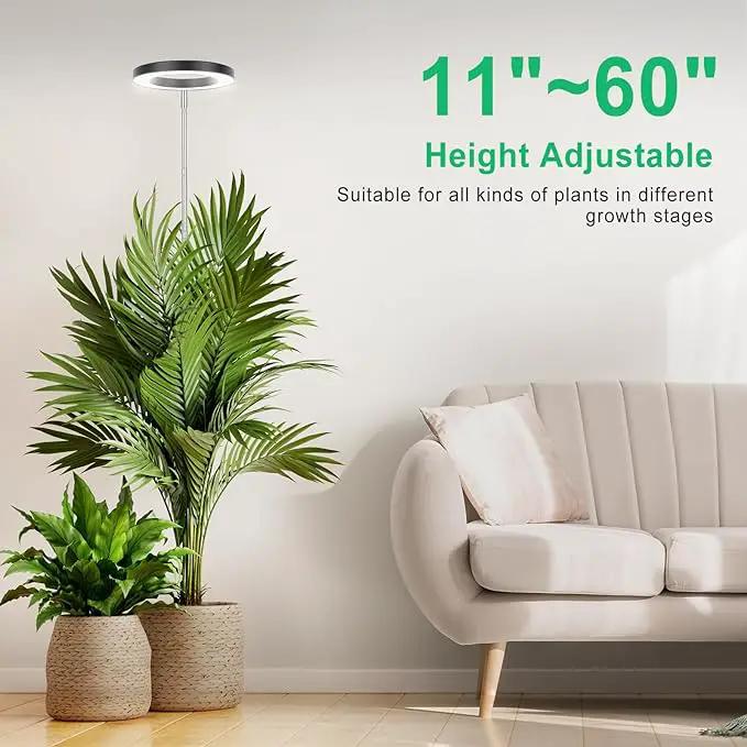LORDEM Black Full Spectrum LED Grow Light, 72 LEDs, 4 Brightness Settings, Auto On/Off Timer, Height Adjustable, Ideal for Large Plants by GreenHaven Gardens