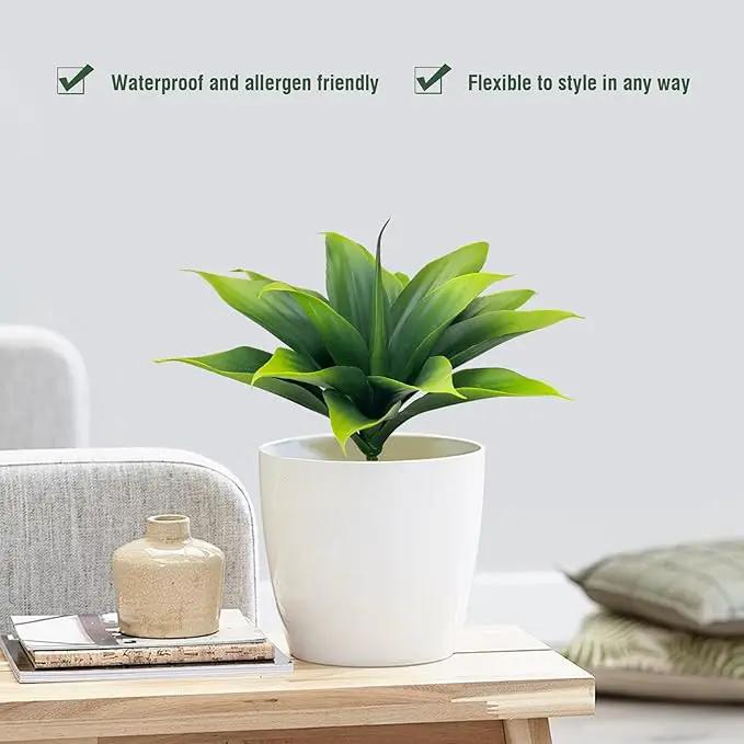 Fake Plants Artificial Agave Plants,Large UV Resistant Fake Agave Planters for Indoor and Outdoor Decorating Tropical Plant Succulents Greenery Indoor Decor((2Pack Light Green) 13.8" by GreenHaven Gardens