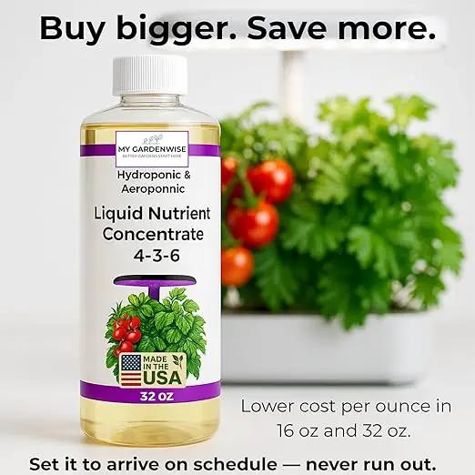 Liquid Plant Food – Hydroponics Nutrients for Indoor House Plants, Tomato, Strawberry, Lucky Bamboo, Lettuce, Vegetable Garden & Herbs – Aero Nutrients Liquid Fertilizer for All Growing Systems (8 oz) by GreenHaven Gardens
