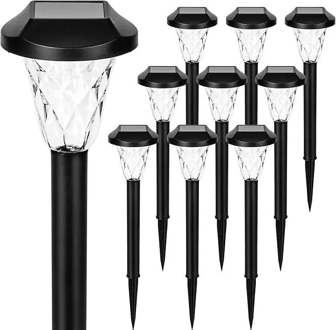 GIGALUMI Solar Outdoor Lights,Solar Lights Outdoor Waterproof 10 Pack,Cool White Solar Pathway Lights for Outside,Outdoor Lights Solar Powered Garden Decoration for Pathway,Patio,Lawn,Yard by GreenHaven Gardens