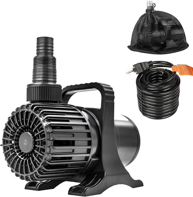 Outdoor 3000gph-155W 32.8FT Pond Water-fall & Kio Fish Fountain-s &Garden Pump Submersible IPX8: Long 32.8FT Cord Smart-er & Quieter Duck & Yard Ponds Pumps, 1 Barrier Pump Bag by GreenHaven Gardens