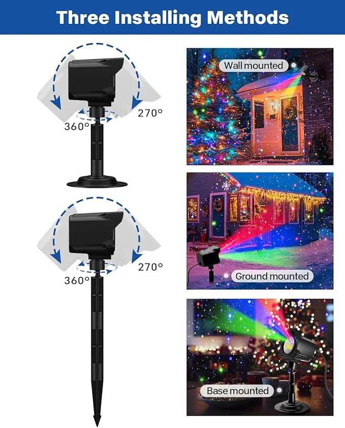 Laser Christmas Projector Lights Outdoor, Christmas Decorations Stars Light Show, Efficient Heat Dissipation, Waterproof, Holiday Projector Decorations for House/Garden/Party/Wedding (Black) by GreenHaven Gardens