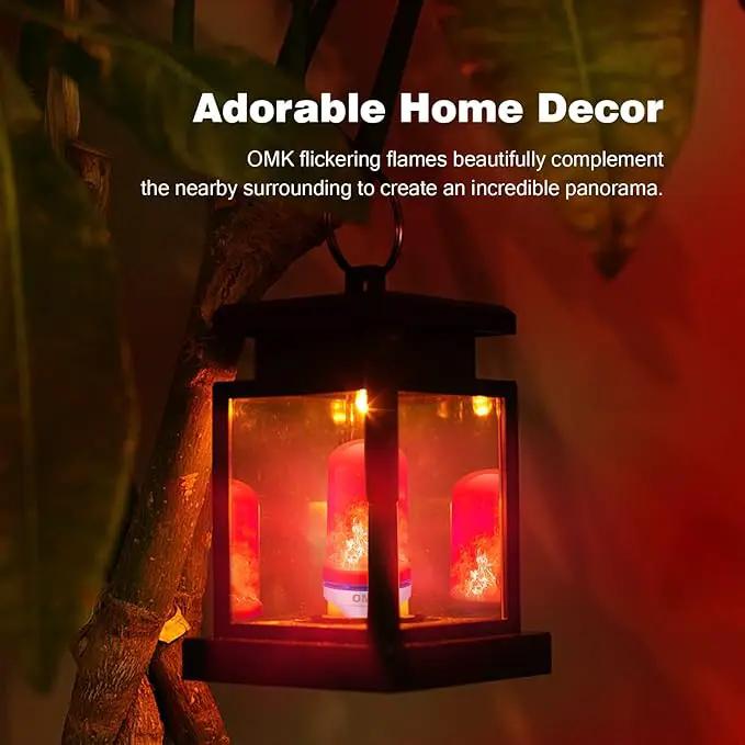 OMK - Christmas Decor LED Flame Effect Light Bulbs - Upgraded 4 Modes Fire Simulated Lamps - Holiday/Christmas Gifts/Party/Indoor/Outdoor Decoration Lights(Red 2) by GreenHaven Gardens