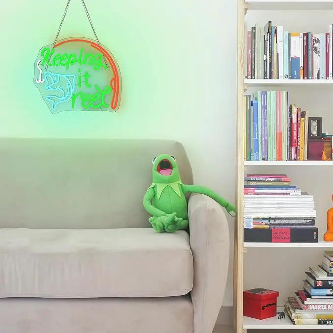 Keeping It Reel Neon Sign Fishing Themed LED Wall Decor for Man Caves, Tackle Shops & Lake Houses, USB-Powered Adjustable Brightness, Angler-Themed Decoration by GreenHaven Gardens