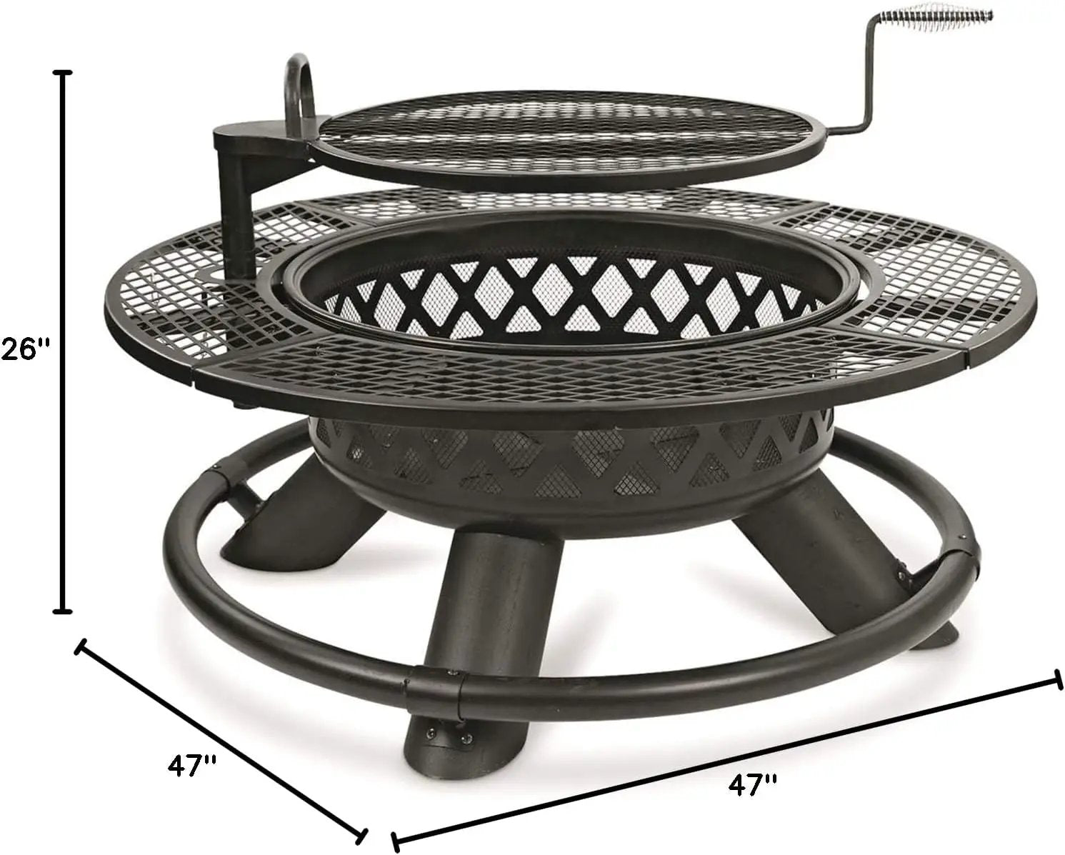Castlecreek 47" Fire Pit BBQ Grill Outdoor Wood Burning Steel Log Firepit for Camping, Grilling, Smores, Yard, Cooking Outside, Barbecue, Bonfire Geometric by GreenHaven Gardens
