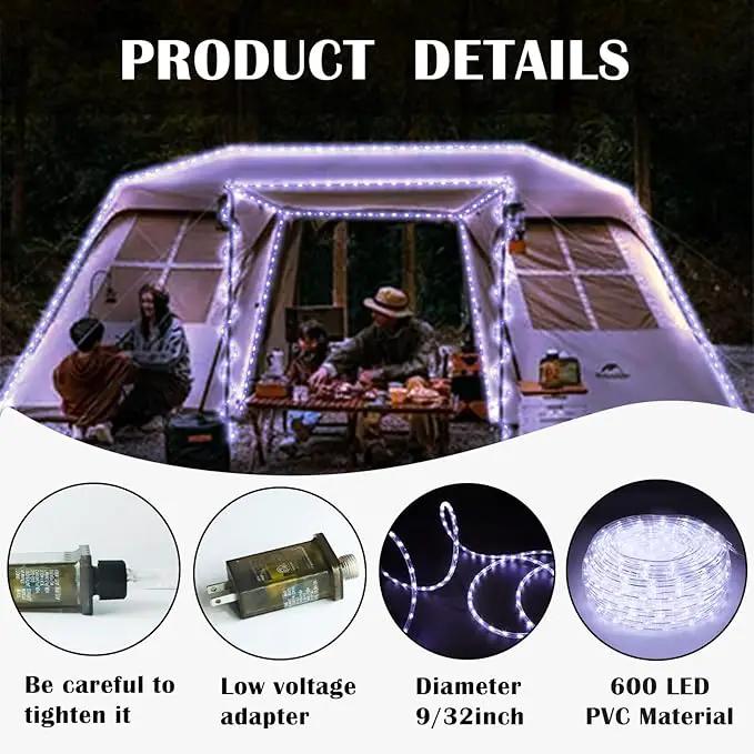 50Ft 600 LED Rope Lights Outdoor, White Flexible Tube Light Waterproof Plug in 8 Modes Timer Memory, Permanent String Lights for Tree,Pool, Bedroom, Fence, Garden, Indoor, Outside Decorations by GreenHaven Gardens