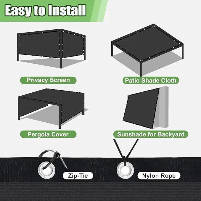 Outdoor 90% Sun Shade Cloth with Grommets, 10 X 22 FT Pergola Shade Cover for Garden Patio Carport Kennel Swimming Pool, Dark Grey (We Make Custom Size) by GreenHaven Gardens